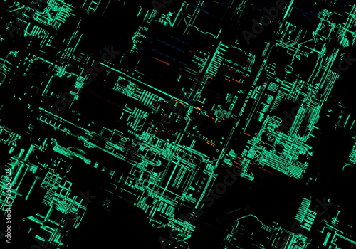 Black and green technologic...