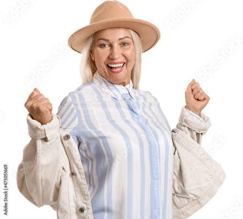 Happy mature woman in felt ...