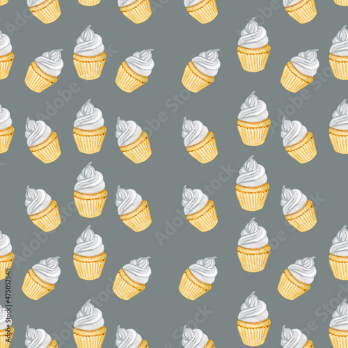 watercolor muffins seamless pattern homemade baking sweets salfkts tablecloths