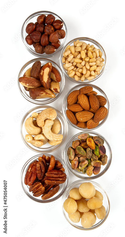 assortment of nuts isolated on white background assortment of nuts isolated on white background