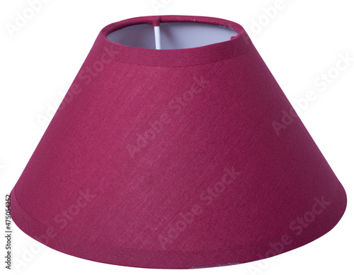 classic empire coolie flare cone shaped purple pink tapered lampshade on white background isolated close up shot 