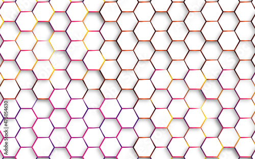 Colorful hexagon pattern with nice color, hexagon concept design abstract technology geometry pattern background vector EPS, Abstract white hexagon concept background,	