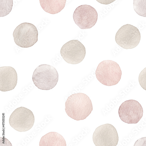 Beautiful seamless pattern with hand drawn watercolor dots.