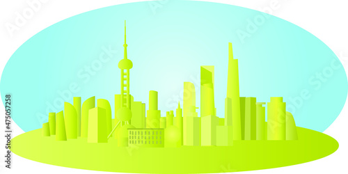 Arab city scape in sketch and color include skyscraper modern downtown