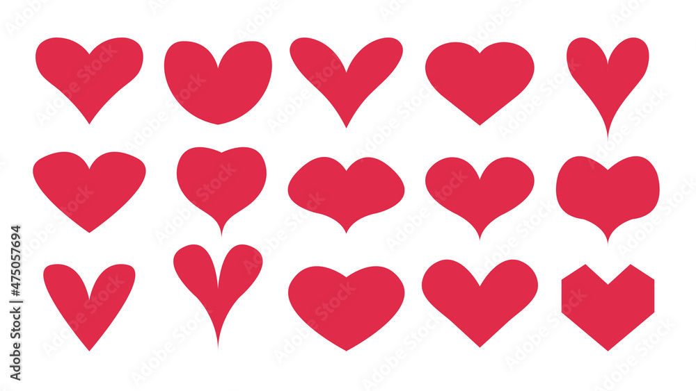 Set of red hearts vector