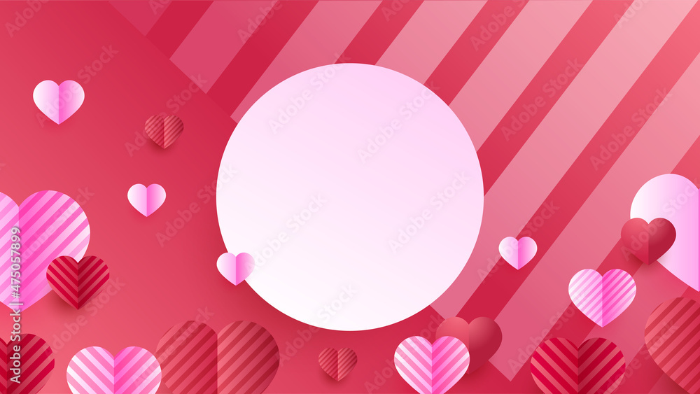 Valentine's day love banner background. Lovely stripes gradient Red Pink Papercut style design background. Design for special days, women's day, birthday, mother's day, father's day, Christmas. Valentine's day love banner background. Lovely stripes gradient Red Pink Papercut style design background. Design for special days, women's day, birthday, mother's day, father's day, Christmas.