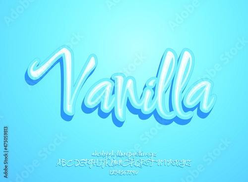 3d soft blue handwriting vanilla text effect