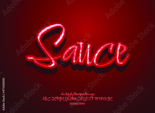 3d red sauce handwriting text effect