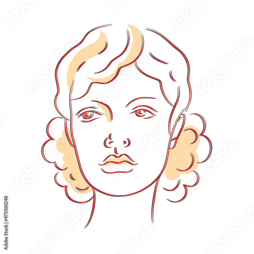 Beautiful woman with curly hair. Isolated vector illustration