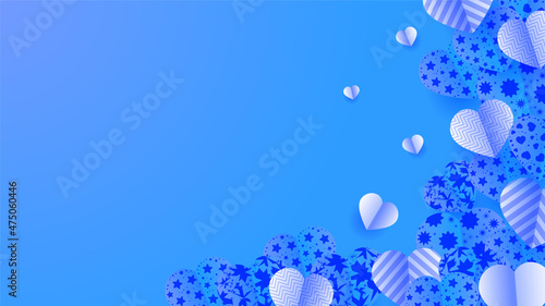 Valentine's day Blue Papercut style design background © SyahCreation
