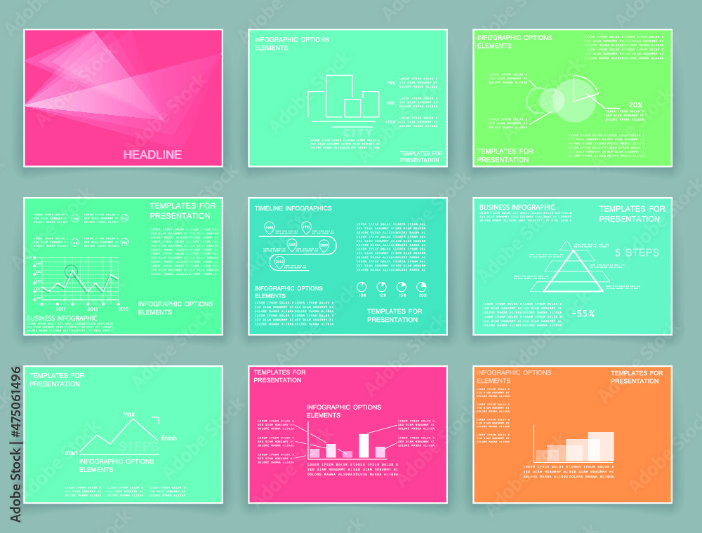 Elements for business data visualization, Modern infographic design, vector set templates Elements for business data visualization, Modern infographic design, vector set templates