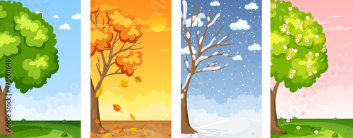 Set of four seasons backgrounds