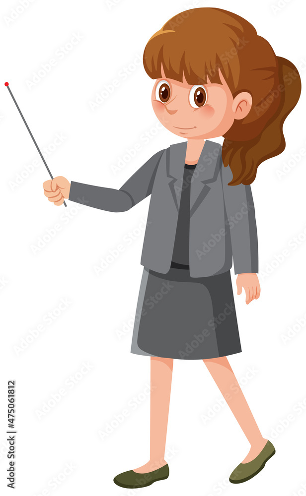 Young woman teacher teaching cartoon character Young woman teacher teaching cartoon character