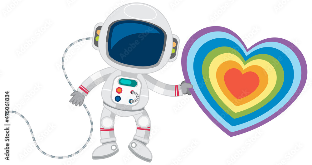 Astronaut with colourful rainbow heart Astronaut with colourful rainbow heart