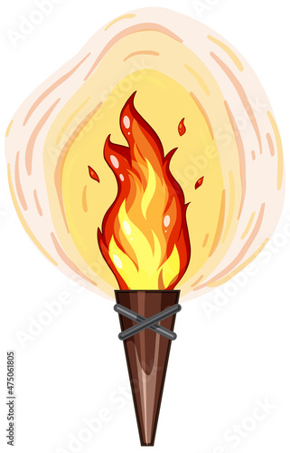 Torch flame in cartoon isolated