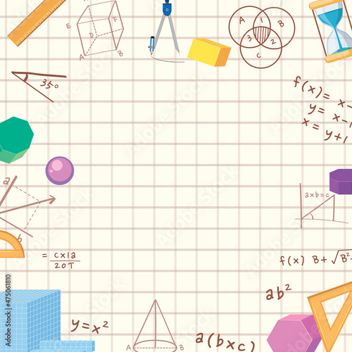 Blank math template with math tools and elements