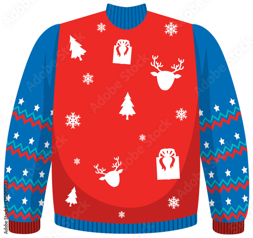 Christmas sweater in cartoon style isolated