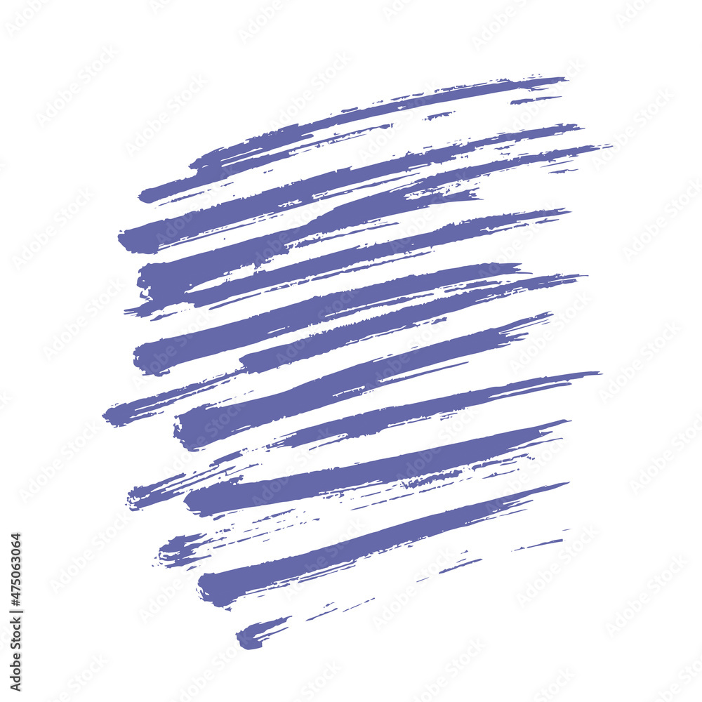 horizontal strokes with a gouache brush of a lilac color very peri on a white background. color of the year 2022
