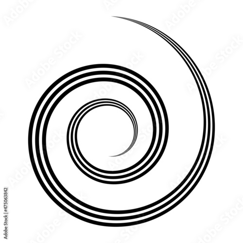 Triple spiral, swirl, rotating round and concentric shape curl stock illustration