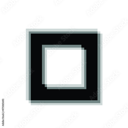  Glitch distorted geometric shape . Blurred square .Minimal art design . Noise destroyed logo . Trendy defect error shapes . Glitched frame .Broken effect .vector 