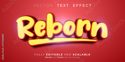 Editable text effect - Reborn text 3d style concept