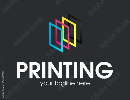 Digital print logo design template. Typography modern sign. Polygraphy and print factory. Express press and photocopy studio.