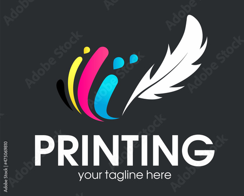 Digital print logo design template. Typography modern sign. Polygraphy and print factory. Express press and photocopy studio.