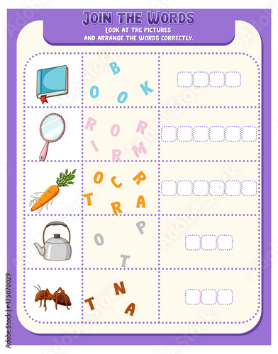 Spelling word game worksheet template