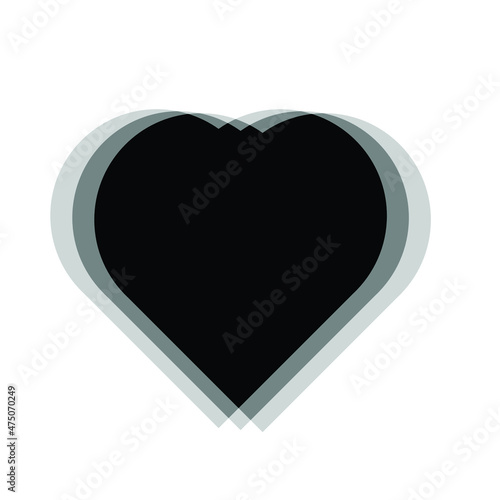 Glitch distorted geometric shape . Blurred heart
.Minimal art design . Noise destroyed logo . Trendy defect error shapes . Glitched frame .Broken effect .vector 