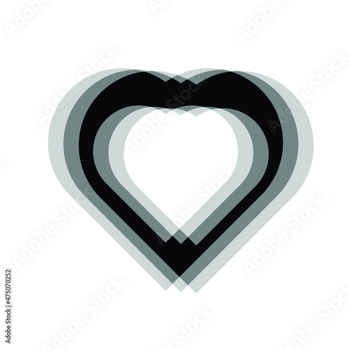 Glitch distorted geometric shape . Blurred heart
.Minimal art design . Noise destroyed logo . Trendy defect error shapes . Glitched frame .Broken effect .vector 