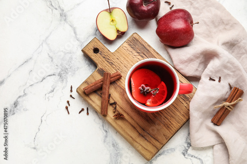 Cup of tasty fruit tea with...