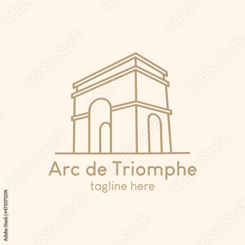 Line art Arc de Triomphe, landmark icon of Paris, France. Arc de Triomphe logo design vector illustration 