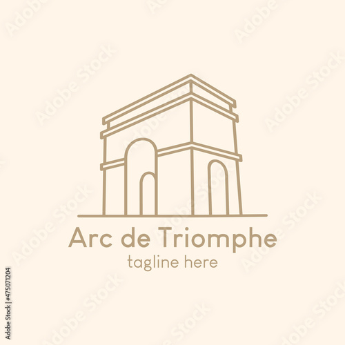 Line art Arc de Triomphe, landmark icon of Paris, France. Arc de Triomphe logo design vector illustration
