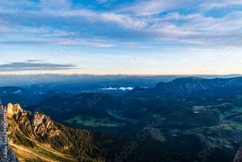 Morning view from Bivacco Mario Rigatti in Latemar mountain group in Dolomites mountains photo