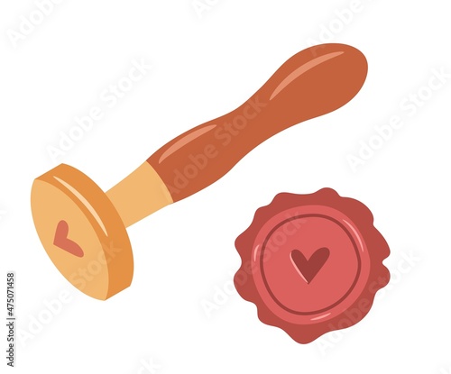 Sealing wax. Retro wax stamp with wood handle