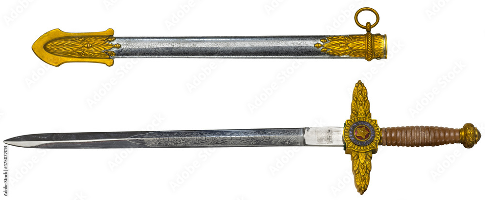 historical edged weapon cutlass on white background historical edged weapon cutlass on white background