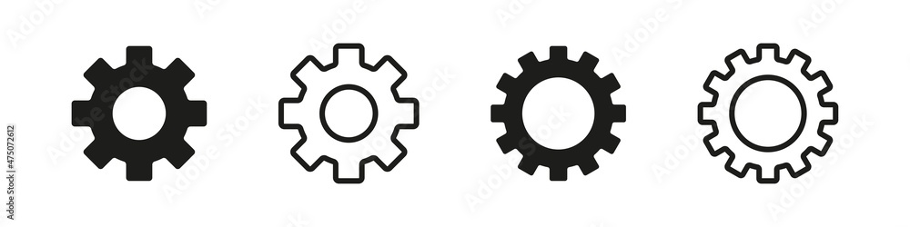 Cog wheel icon. Cogwheel machinery sign vector icon. Repair work sign isolated on white background. Linear mechanical cogwheel symbol.