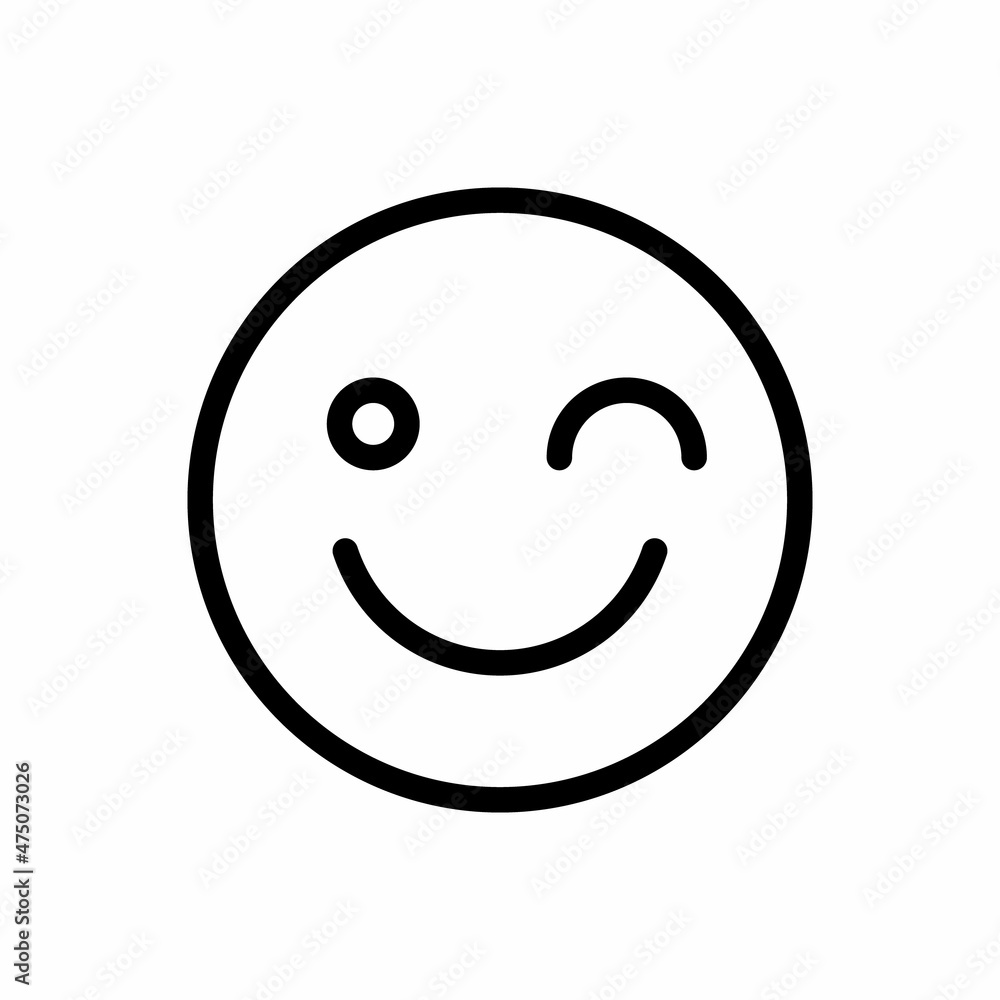 Fototapeta premium winking smiley face line icon vector