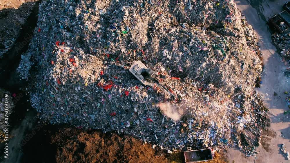 Landfill with Construction and Demolition waste (CDW). Trash disposal ...