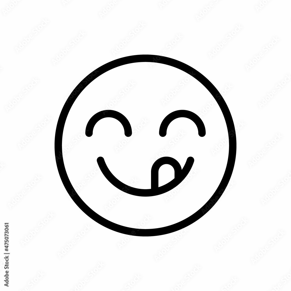 smiley yummy face line icon vector smiley yummy face line icon vector