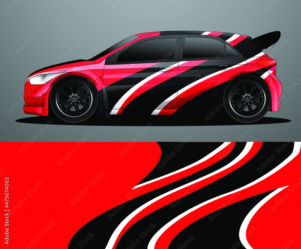 Fototapeta premium Rally car decal graphic wrap vector, abstract background
