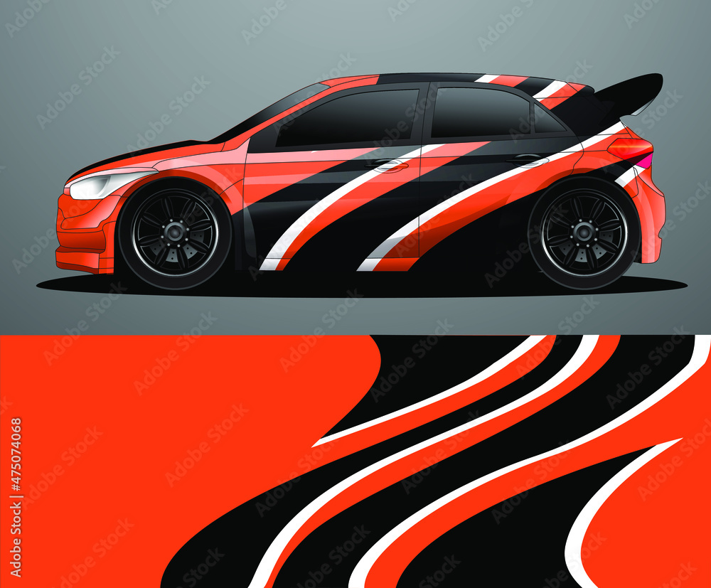 Obraz premium Rally car decal graphic wrap vector, abstract background