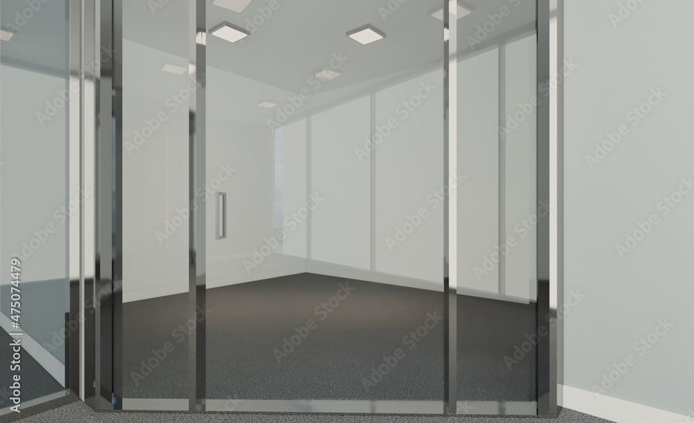 Blank office interior.  Mockup.  3D rendering.