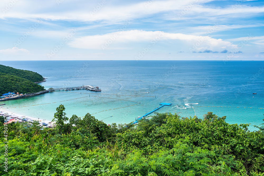 Viewpoint of Koh Larn island is one of the eastern seaboard islands of Phattaya Thailand, Tropical beach seaside.