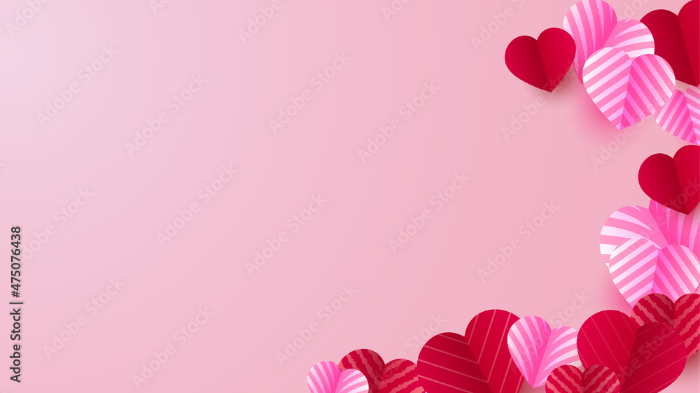 Happy valentine's Red Pink Papercut style design background Happy valentine's Red Pink Papercut style design background