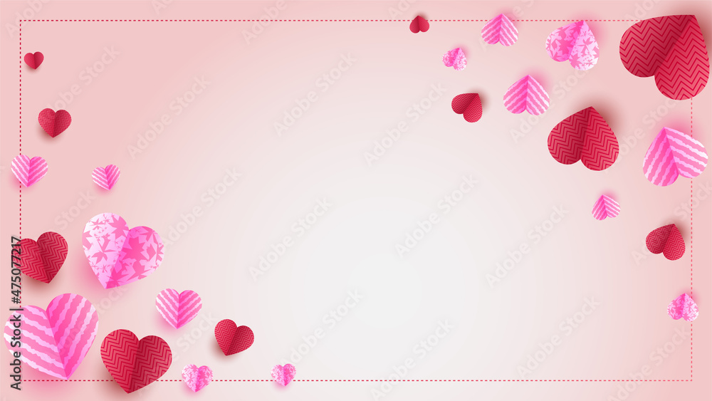 Happy valentine's day Red Pink Papercut style design background Happy valentine's day Red Pink Papercut style design background