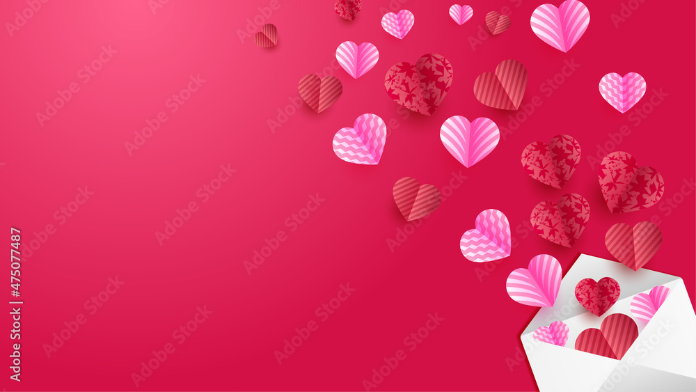 valentine's gift Red Pink Papercut style design background valentine's gift Red Pink Papercut style design background