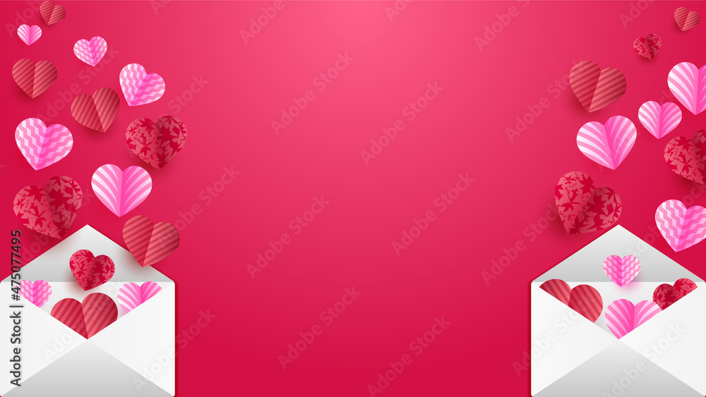 valentine's gift Red Pink Papercut style design background