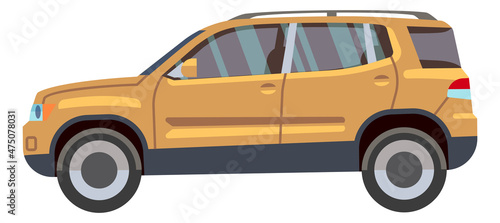 Beige crossover icon. Side view of powerful suv car
