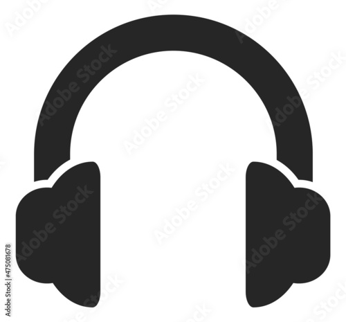 Headphones icon. Earphones symbol in black glyph style